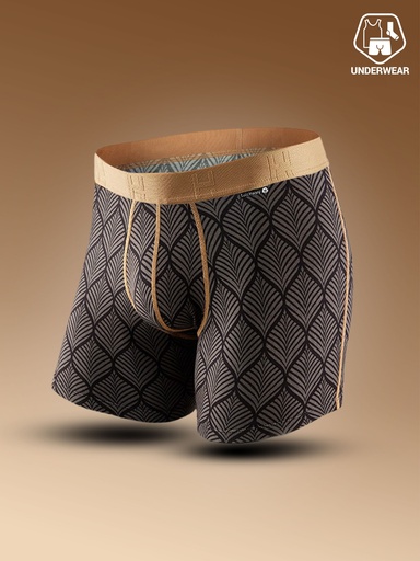 Boxer homme fantaisie en viscose avec maintien intérieur LOIC HENRY "Graphic" KBG008N - Foliage