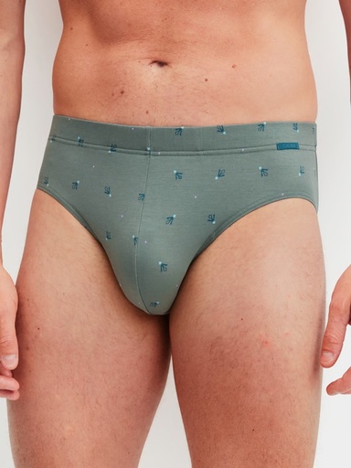Slip homme fantaisie 90% coton CALIDA "Grafic Cotton" 22767 - Laurel Green 618
