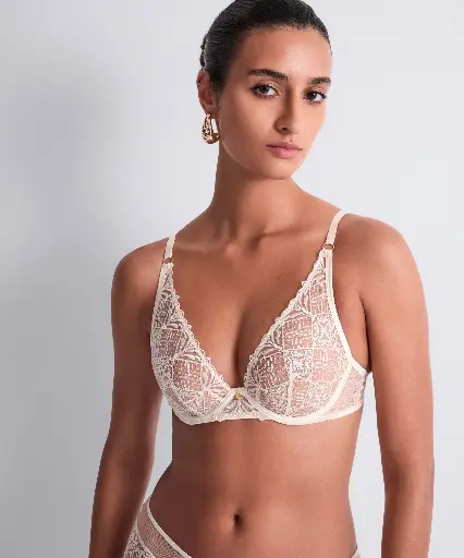 Soutien-gorge avec armatures triangle plongeant AUBADE "Iconic Calypso" 6CF12 - Dune DUNN