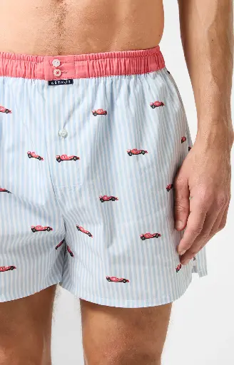 Caleçon américain homme avec maintien 100% coton bio ARTHUR "Le Club" CSP - Ciel F1 1204E26