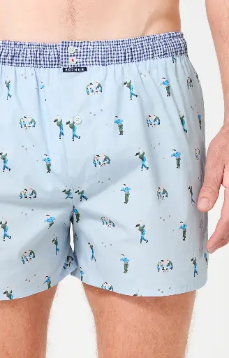 Caleçon américain homme avec maintien 100% coton bio ARTHUR "Le Club" CSP - Ciel Pétanque 1214E26