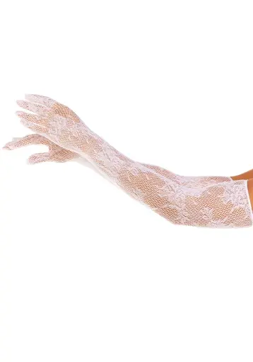 Longs gants résille florale LEG AVENUE 2033 - Blanc 002