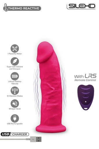 Godemichet vibrant télécommandé réaliste ventouse en silexpan rechargeable SILEXD "Modèle 2" SD255613 - Rose 17,5cm x 4,4cm