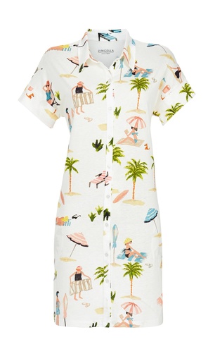 Chemise de nuit avec patte de boutonnage 50% coton 50% modal RINGELLA "L'Ambiance des Vacances" 6211063 - Coloré 980