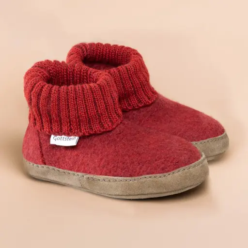 Pantoufles en laine mouton GOTTSTEIN "Ötz" 405 - Rouge Mel. 1353