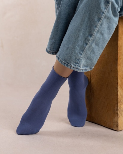 Chaussettes courtes dame BLEU FORET "Velouté" FBU6593 - Bleu Lavande ER7