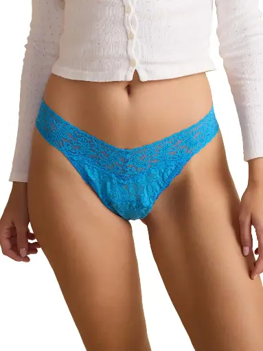 String dentelle stretch HANKY PANKY "Original Rise Thong" 4811P - Laguna Blue LAGB
