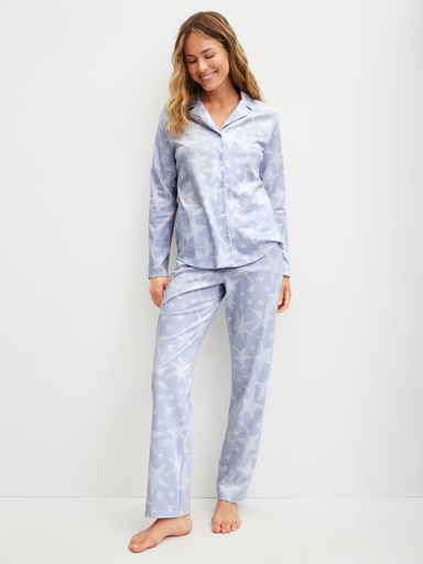 Pyjama long dame CALIDA "Cosy Nights" 43030 - Harmony Blue 470