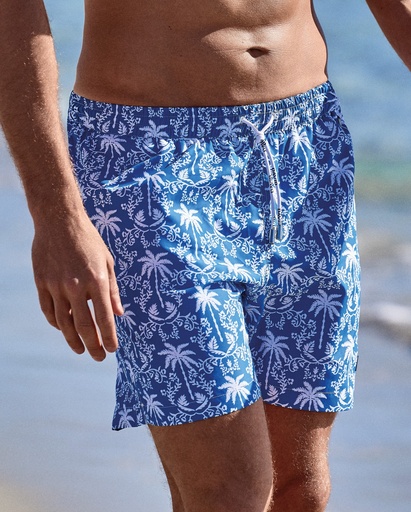 Short de bain DAVID MAN "Caicco" DM26-013 - Bleu Tropical MLT