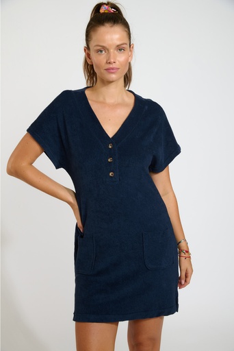 Robe de plage BANANA MOON "Lilas Seasponge" - Marine LLC06