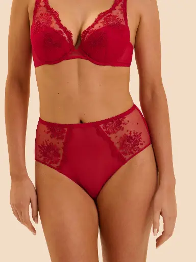 Culotte taille haute SIMONE PERELE "Intrigue" 1E2770 - Rouge Opéra 377