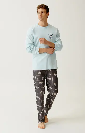 Pyjama long homme ARTHUR "Ma meilleure vie" ZAC - Ebony BDOGH26