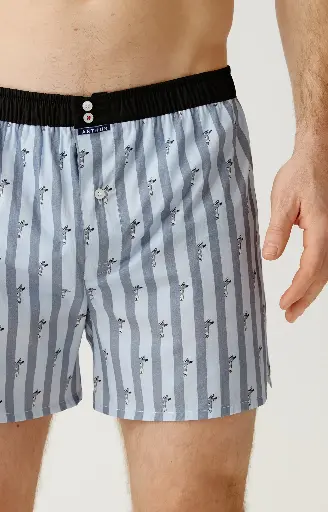 Caleçon américain homme avec maintien 100% coton bio ARTHUR "Le Club" CSP - Bleu 1234H26