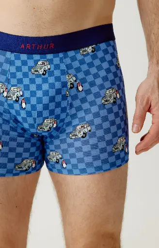 Boxer homme coton bio ARTHUR "Lent au démarrage" MAC - Bleu 2CVCH26
