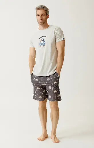 Pyjama short homme 100% coton bio ARTHUR "Ma meilleure vie" PAU - Ebony BDOGH26