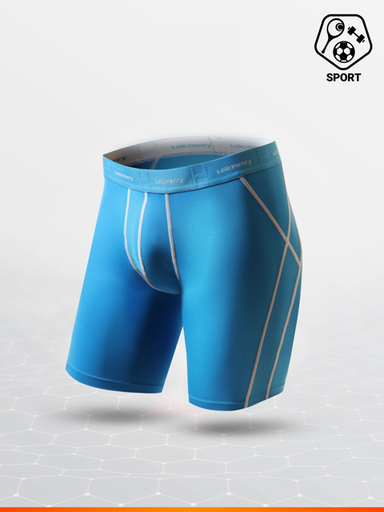 Boxer homme de sport longues jambes microfibre avec maintien intérieur LOIC HENRY "Sport" KBS110S Turquoise