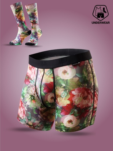 Boxer homme fantaisie microfibre avec maintien intérieur LOIC HENRY "Identity" KBI127X - Antique Flowers