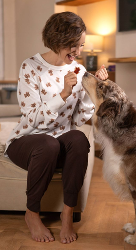 Pyjama long dame 100% coton RINGELLA "À motif ours et poignets tricotés" 6511231 - Champagne 130