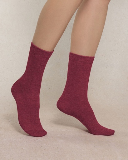 Chaussettes dame BLEU FORET "Laine & Soie Jersey" FBU6488 - Bordeaux AD1
