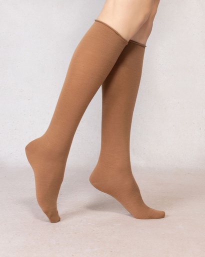 Chaussettes 3/4 laine fine BLEU FORET "Velouté Laine" FBU6970 - Praline FQ9