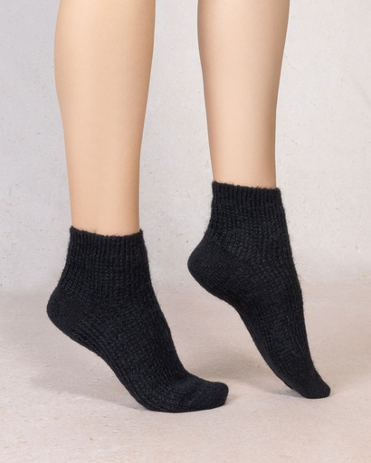 Chaussettes courtes dames en laine TU BLEU FORET "Laine Alpaga" FBU6572 - Noir AR5