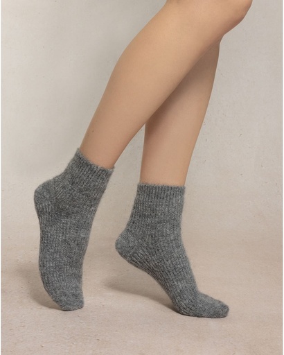 Chaussettes courtes dames en laine TU BLEU FORET "Laine Alpaga" FBU6572 - Gris flanelle GM9
