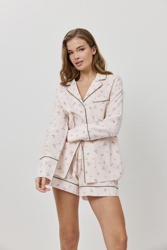 Pyjama short dame boutonné ARUELLE "Petra" - Pink