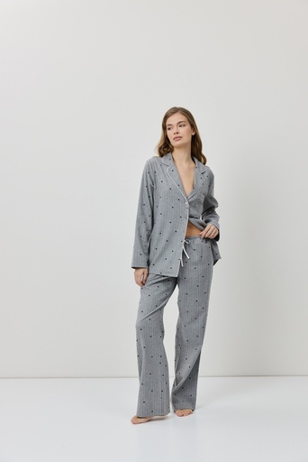 Pyjama long dame boutonné ARUELLE "Harriet" - Grey