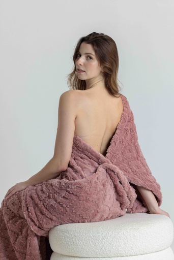 Couverture plaid douce et chaude MIRA 7062MW - Vieux Rose 02