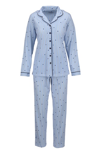 Pyjama dame 100% coton RINGELLA "Rayures et Coeurs" 6511214 - Air Blue 243
